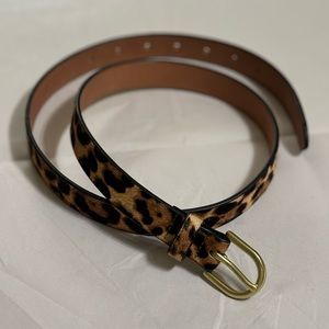 J. Crew Factory Leopard Print Belt with Gold Buckle